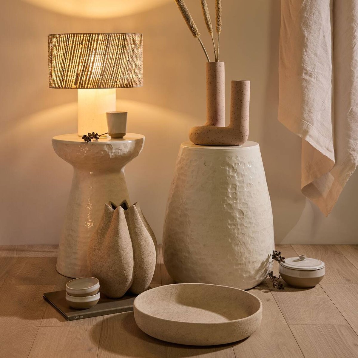 Double soliflore céramique déco texturé 26 cm - SHILO beige, CAMIF