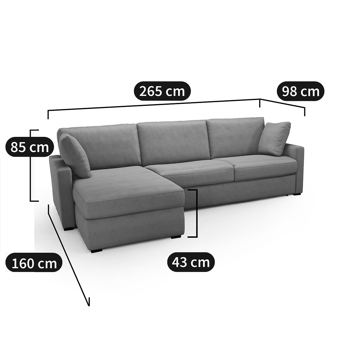 Canapé d'angle, convertible, 4 places, texturé chiné, mousse Premium HR, TIMOR caramel, LA REDOUTE INTERIEURS