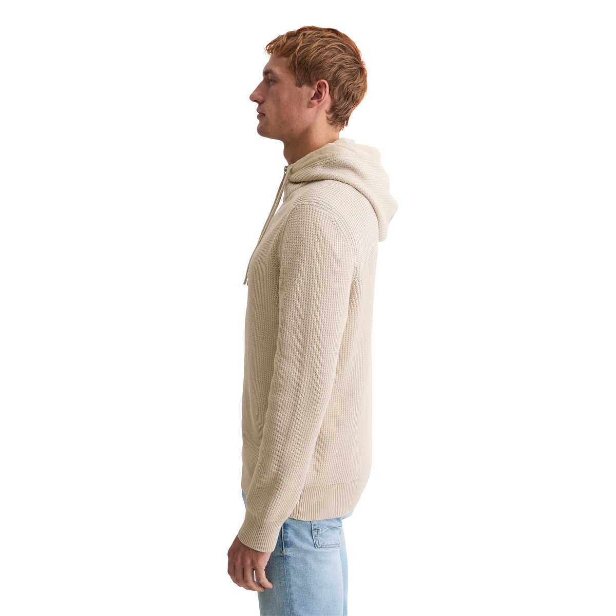 Troyeur à capuche regular en coton bio beige, MARC O'POLO