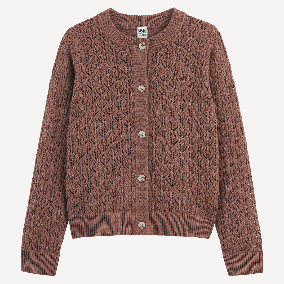 Gilet en maille pointelle marron, LA REDOUTE COLLECTIONS