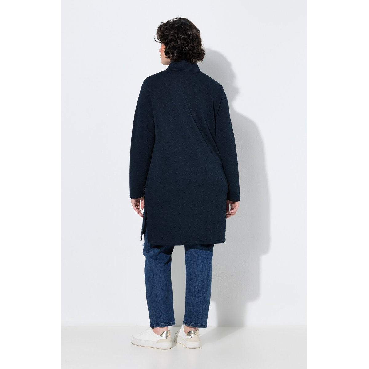 Veste longue en molleton, col montant marine, ULLA POPKEN
