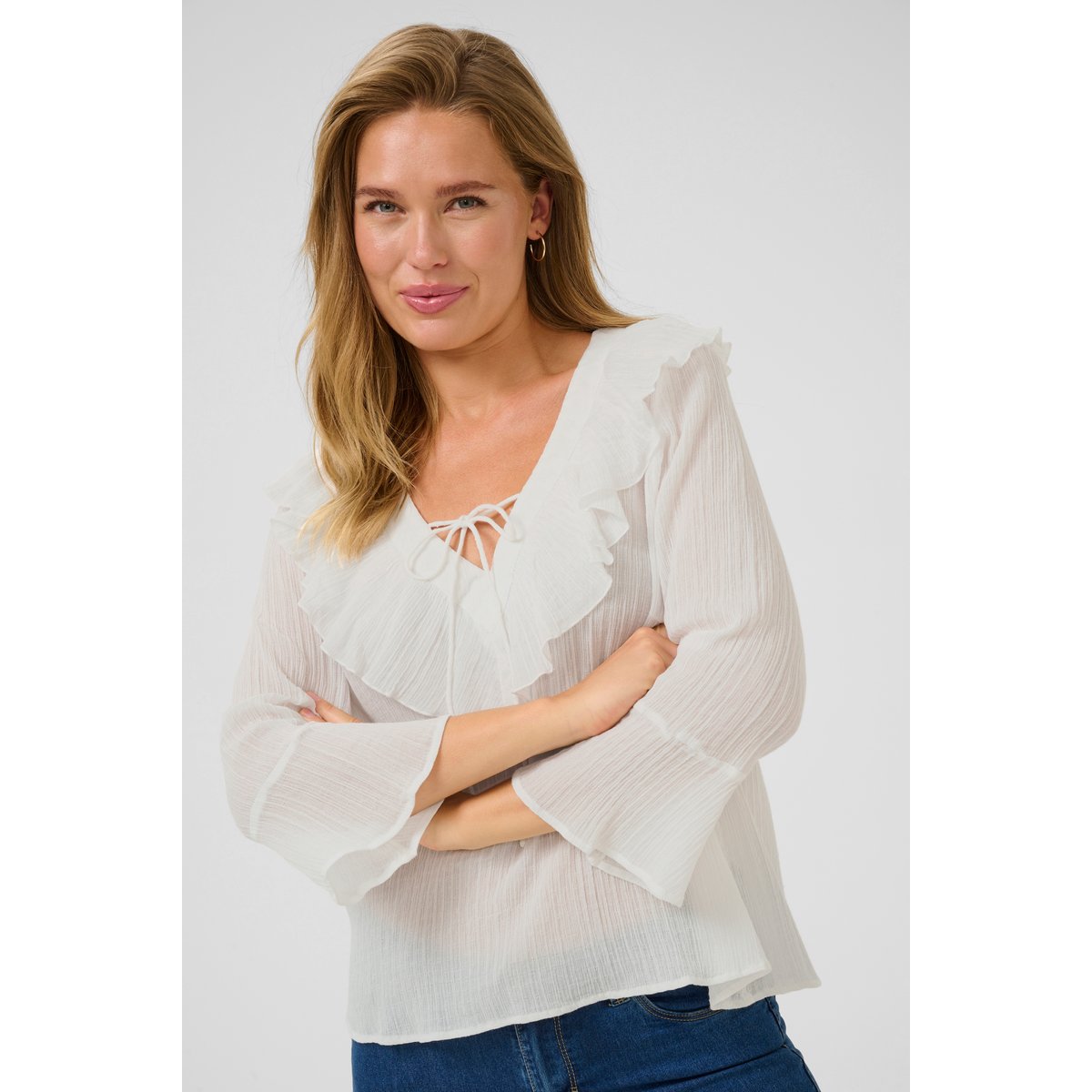 Blouse with long sleeve blanc chalk, KAFFE