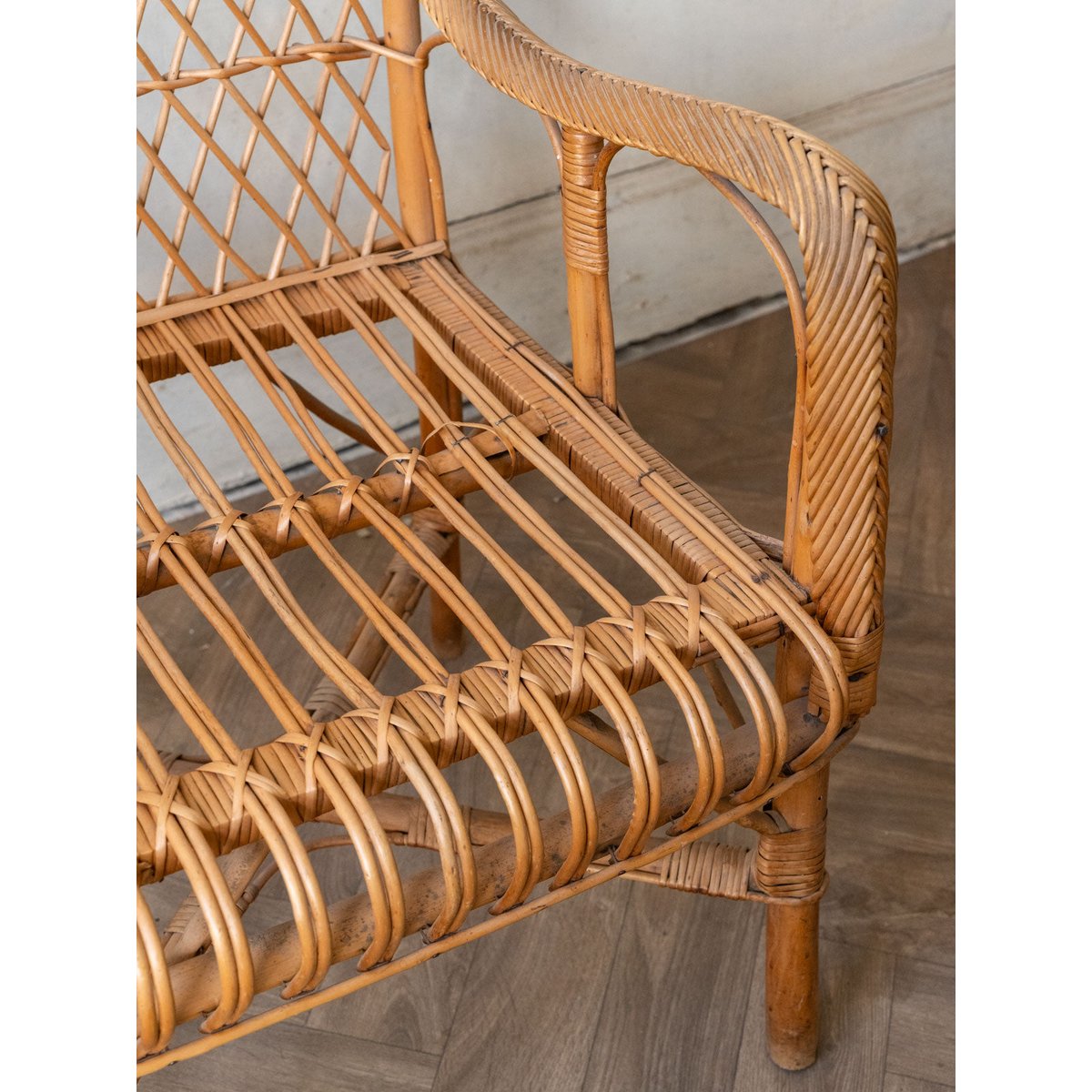 Fauteuil en rotin Ernest N°1642 - Bon état naturel, DEBONGOUT