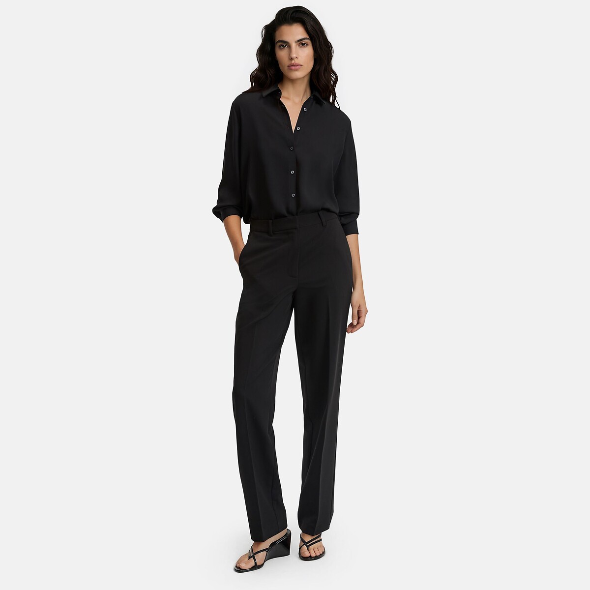 Pantalon droit en polyviscose noir, LA REDOUTE COLLECTIONS
