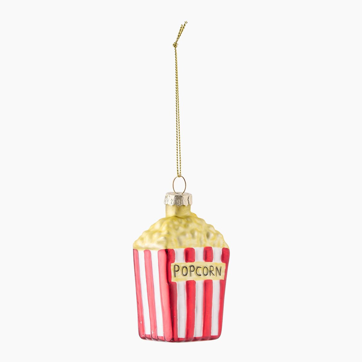 Ornement popcorn, H8cm, en verre rouge, MONOPRIX