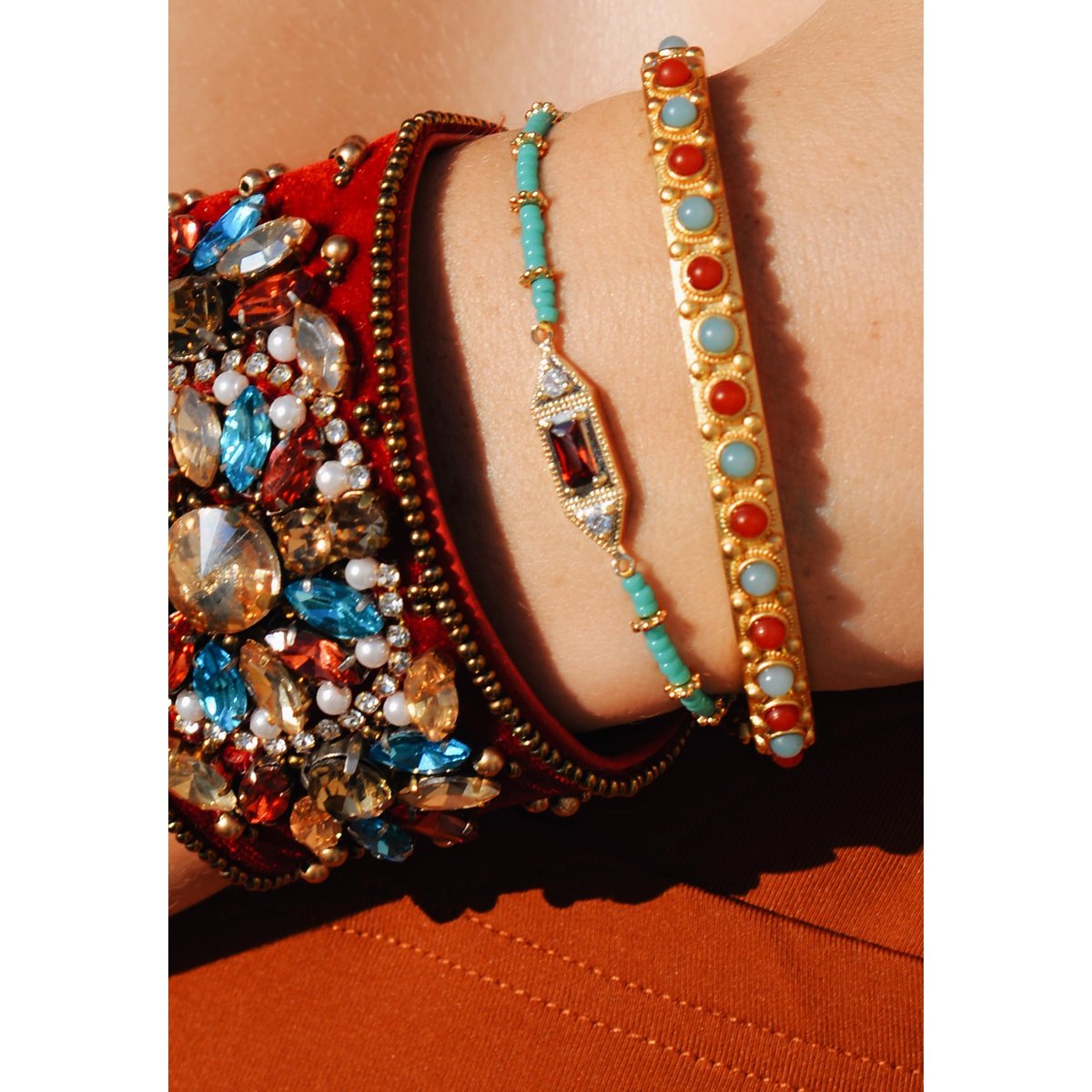 Bracelet réglable avec perles SOUDANA turquoise, HIPANEMA