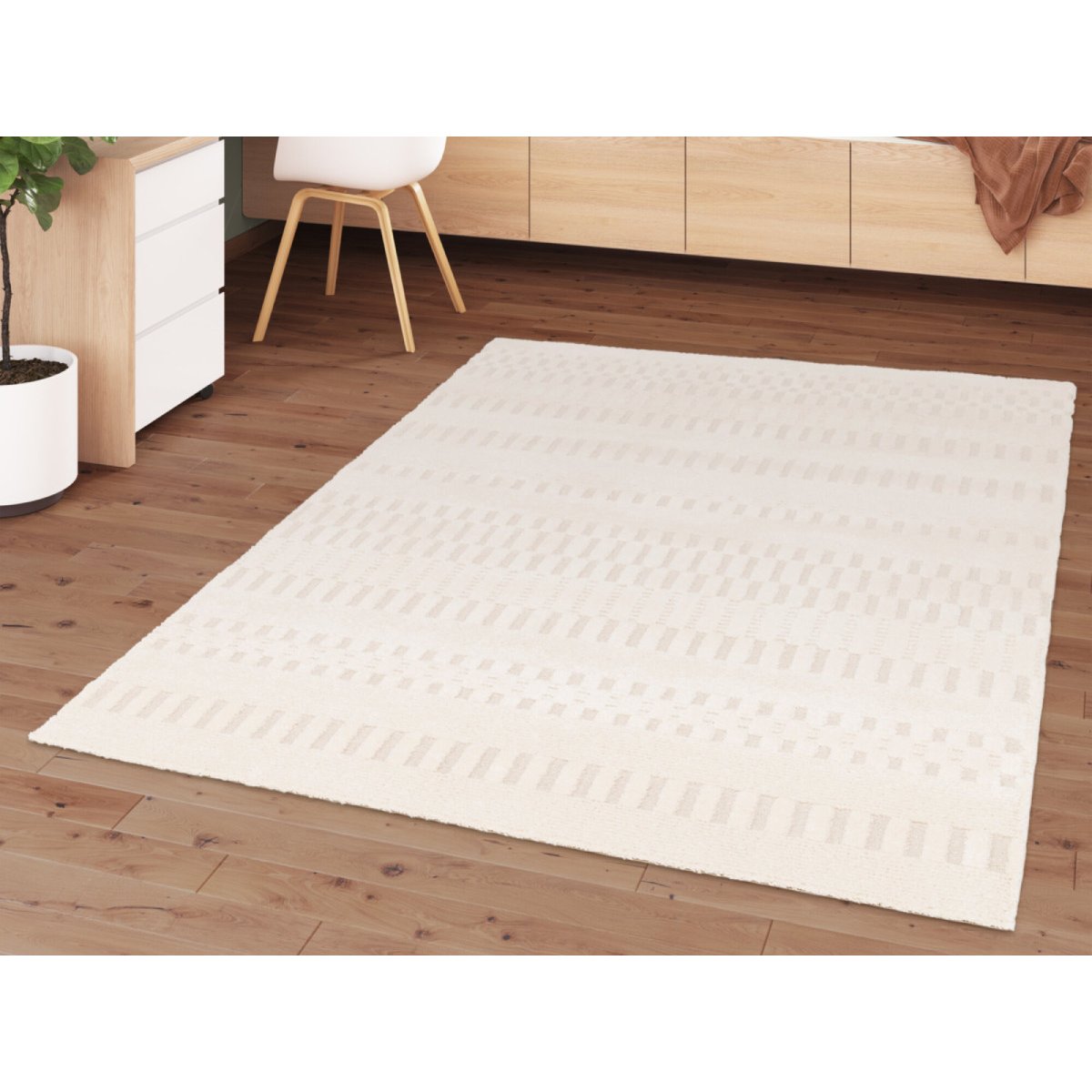 Tapis poils courts style moderne, JOEL beige, BOBOCHIC