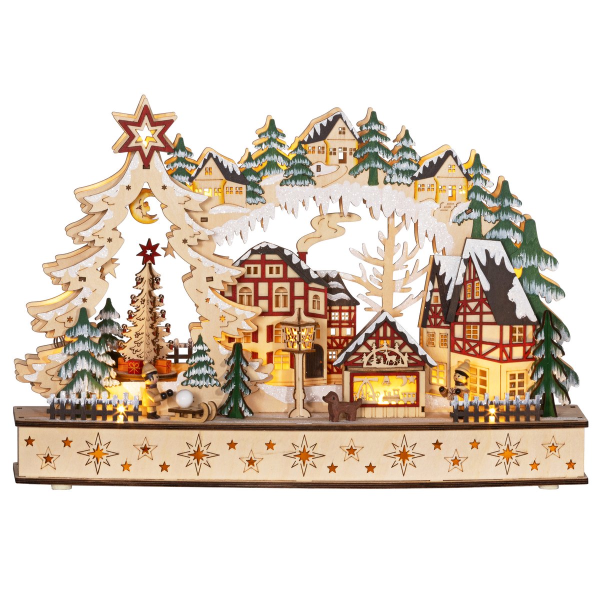 Village de Noël Panneau multicouche Bois beige, HOMCOM