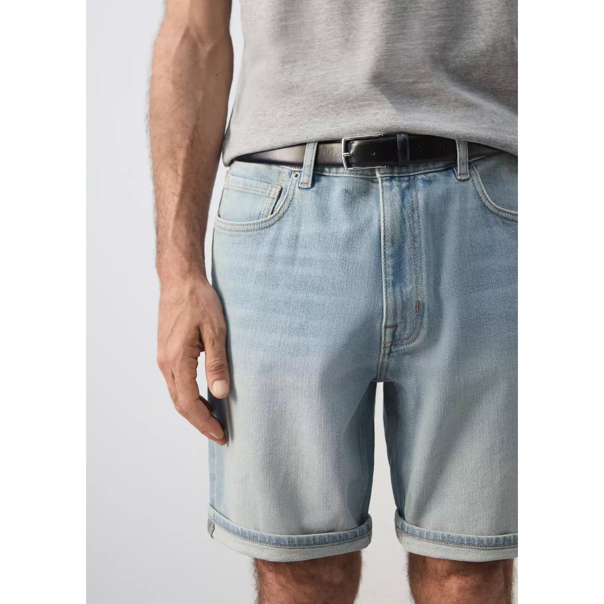 Bermuda en jean slim fit bleu clair, MANGO MAN