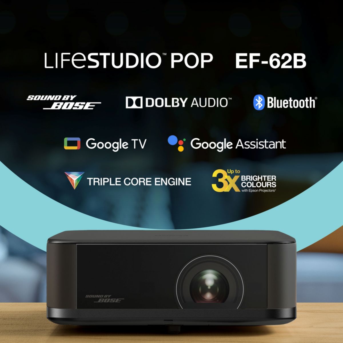 Vidéoprojecteur portable EF-62B - 4K PRO-UHD - 700 lumens - son signé Bose noir, EPSON