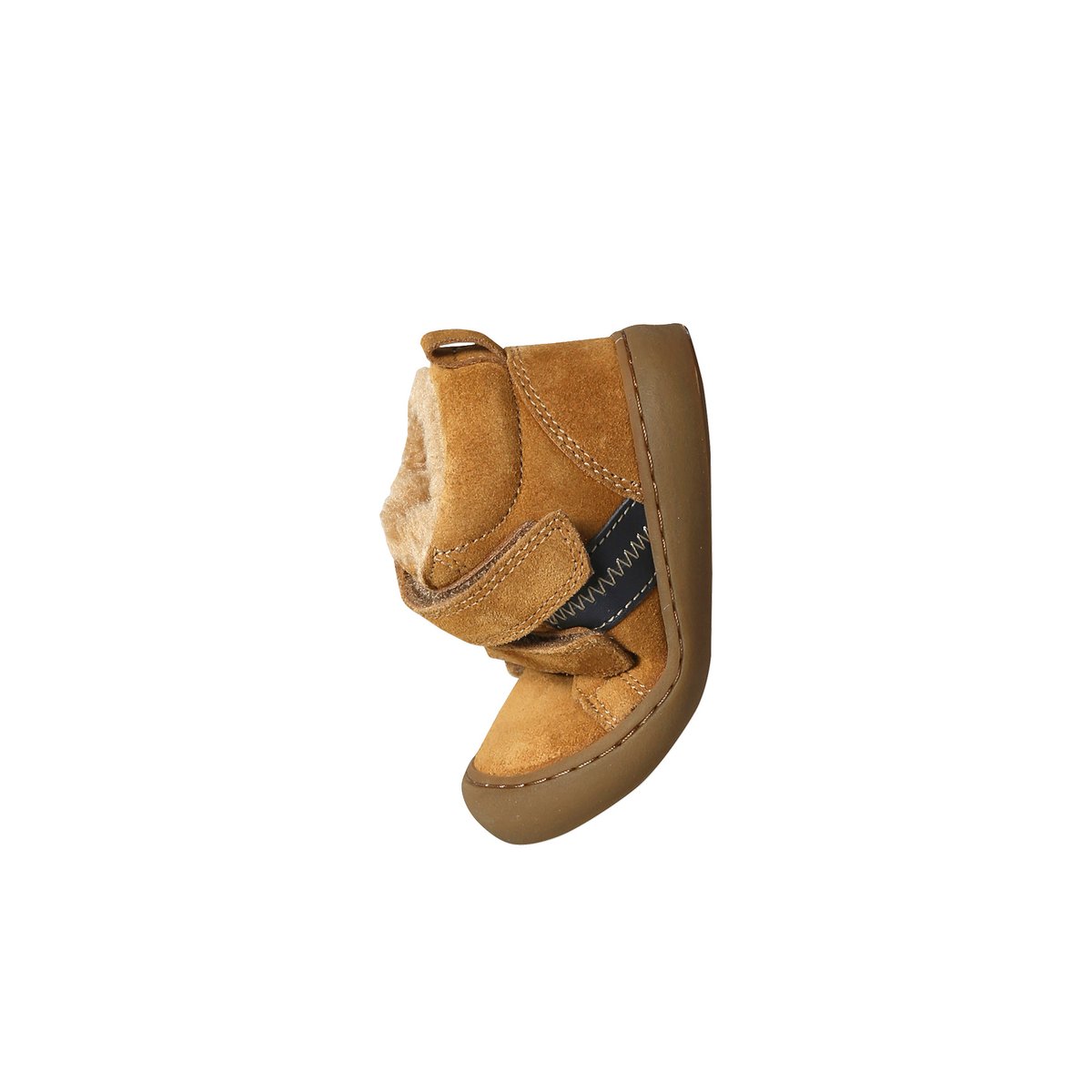 Baskets bébé cuir à scratchs camel, VERTBAUDET