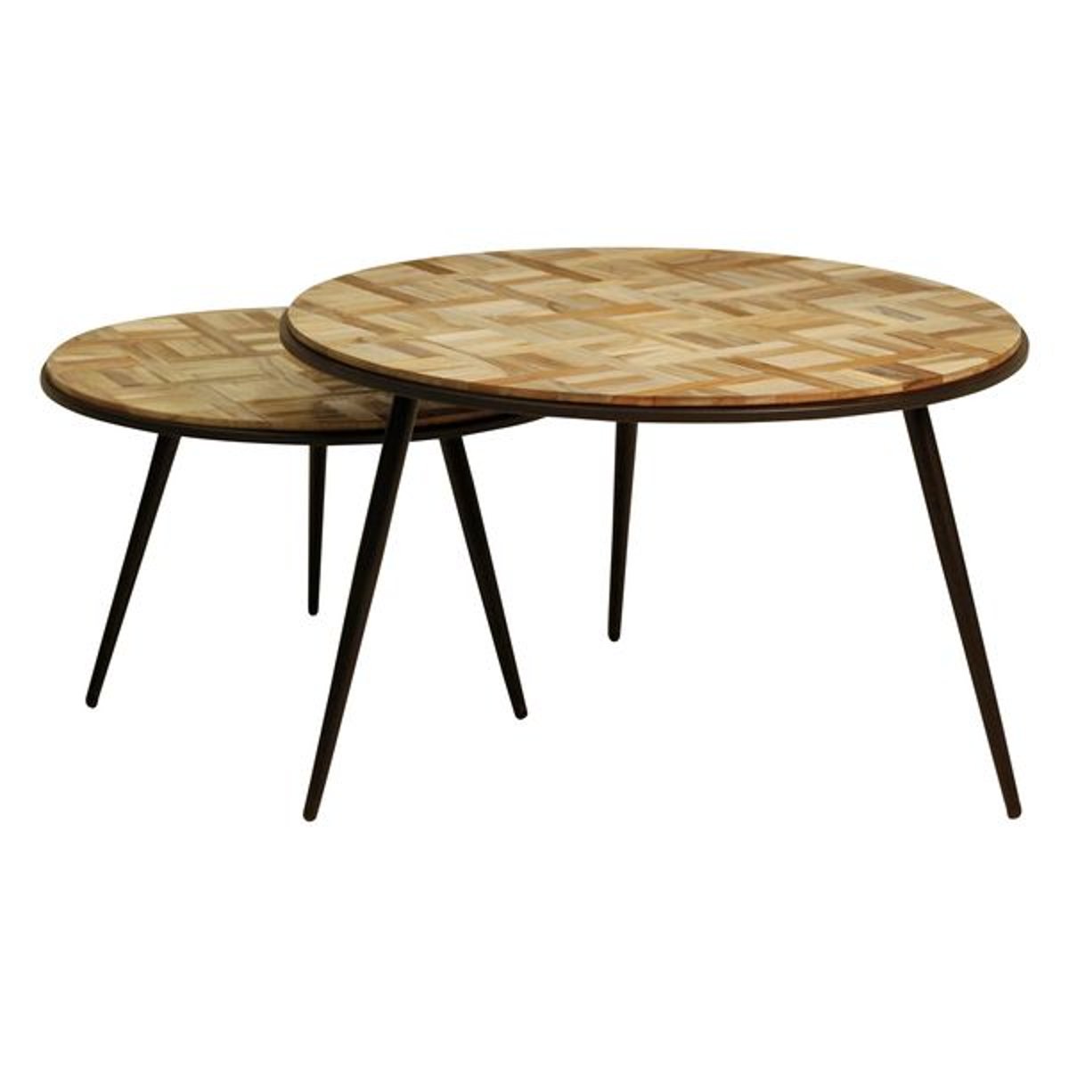 Table basse gigogne teck recyclé 74cm - Set de 2 naturel, ZAGO