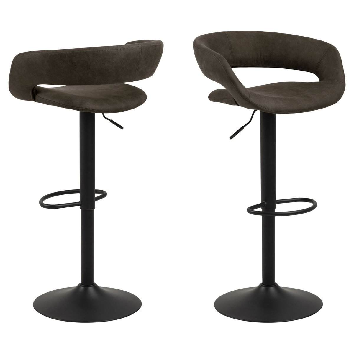 Lot de 2 chaises de bar réglables avec repose-pieds GRACIE gris, TOILINUX