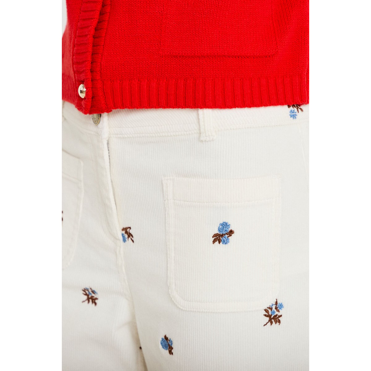 Pantalon bootcut taille haute velours blanc, CACHE CACHE