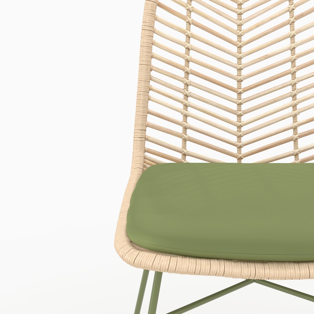 Chaises en rotin et tissu - TAMARA vert olive, MAISON PAVANE