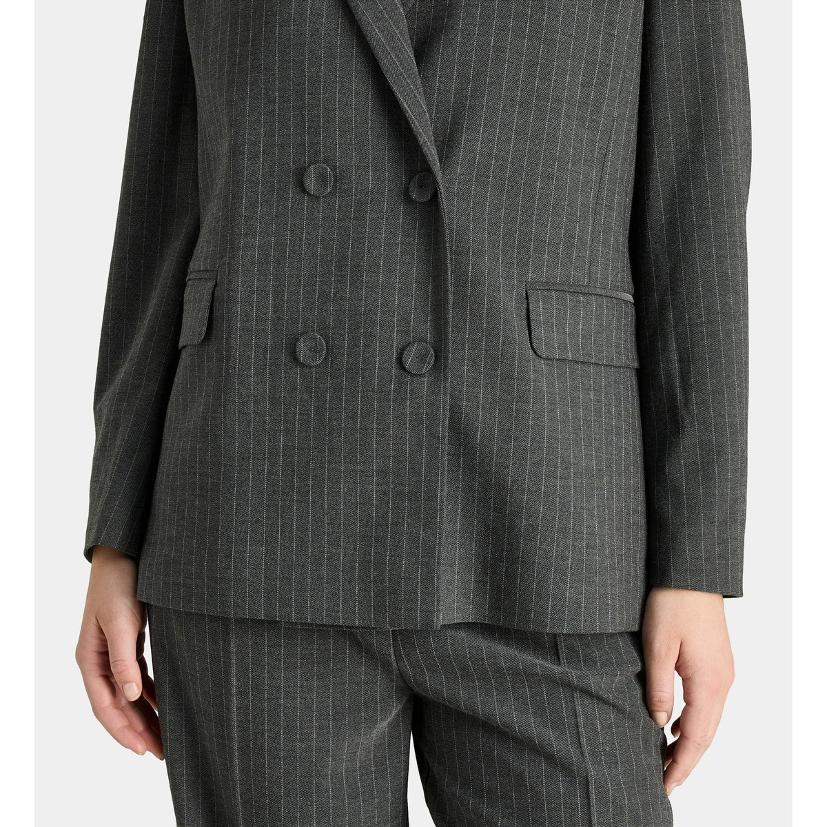 Veste de tailleur droite axel ten rayures recyclée gris moyen, GALERIES LAFAYETTE