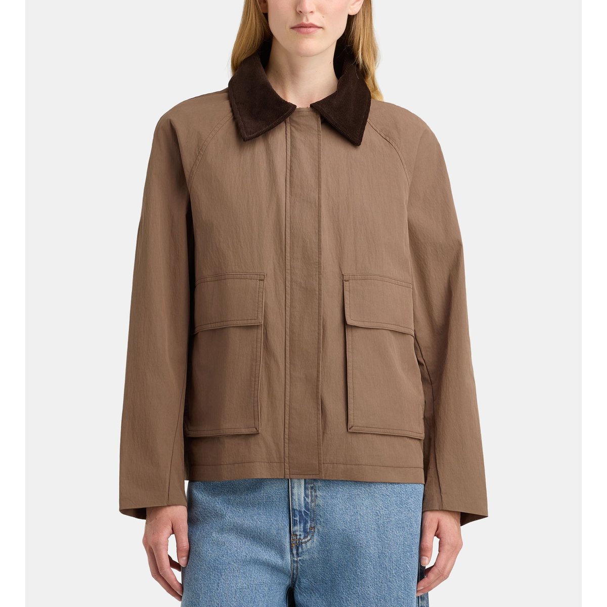 Veste droite faune col velours marron chocolat, GALERIES LAFAYETTE