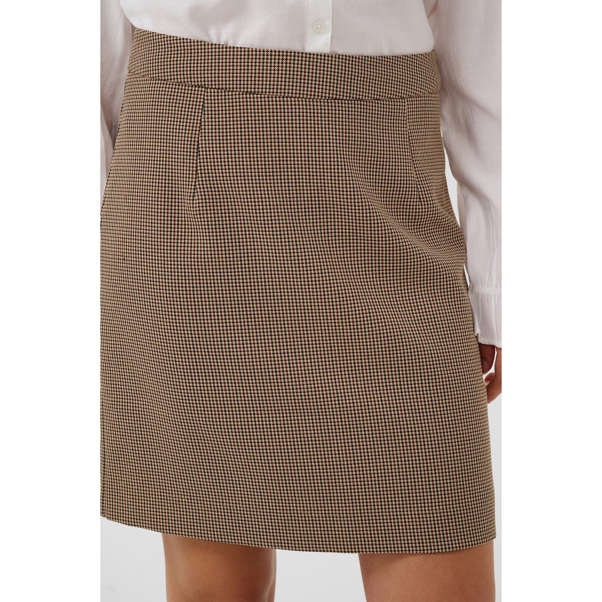 Jupe cintrée maron brown cabernet check, CREAM