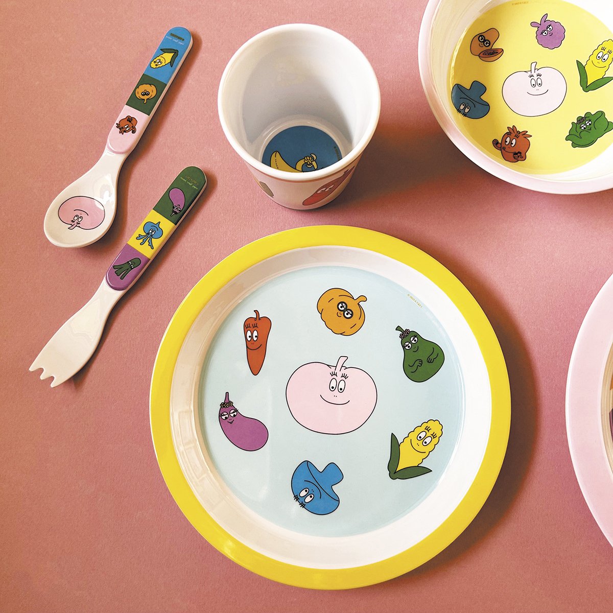 Coffret cadeau 5 pièces BARBAPAPA blanc, vert, rose, bleu, violet, orange, jaune., PETIT JOUR