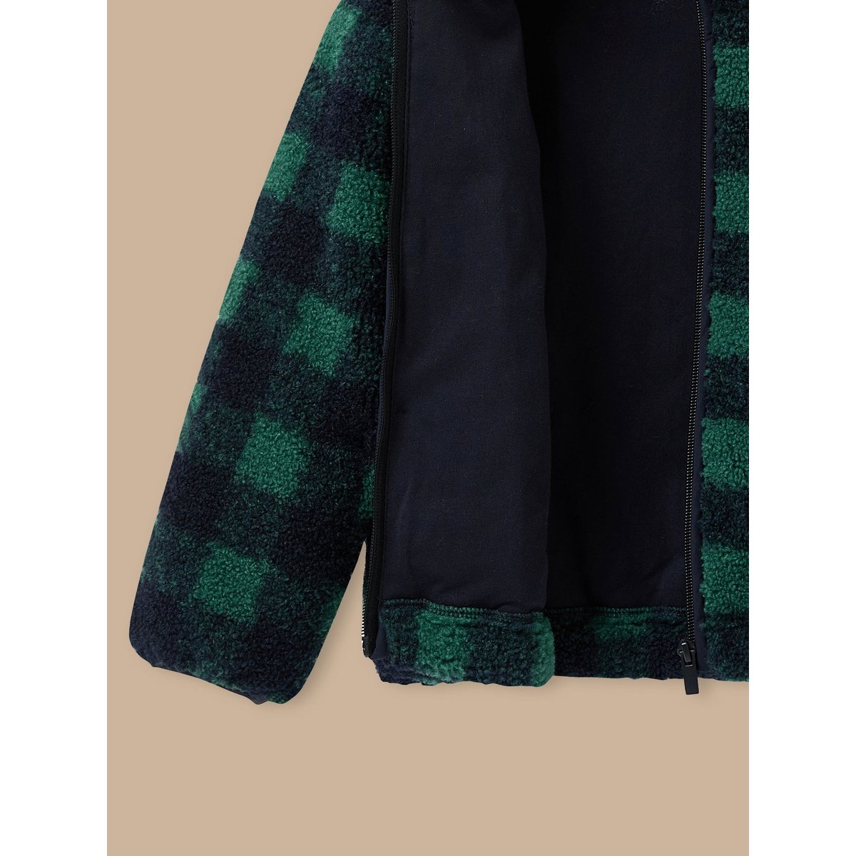 Veste sherpa à carreaux carreaux bleu/vert, CYRILLUS