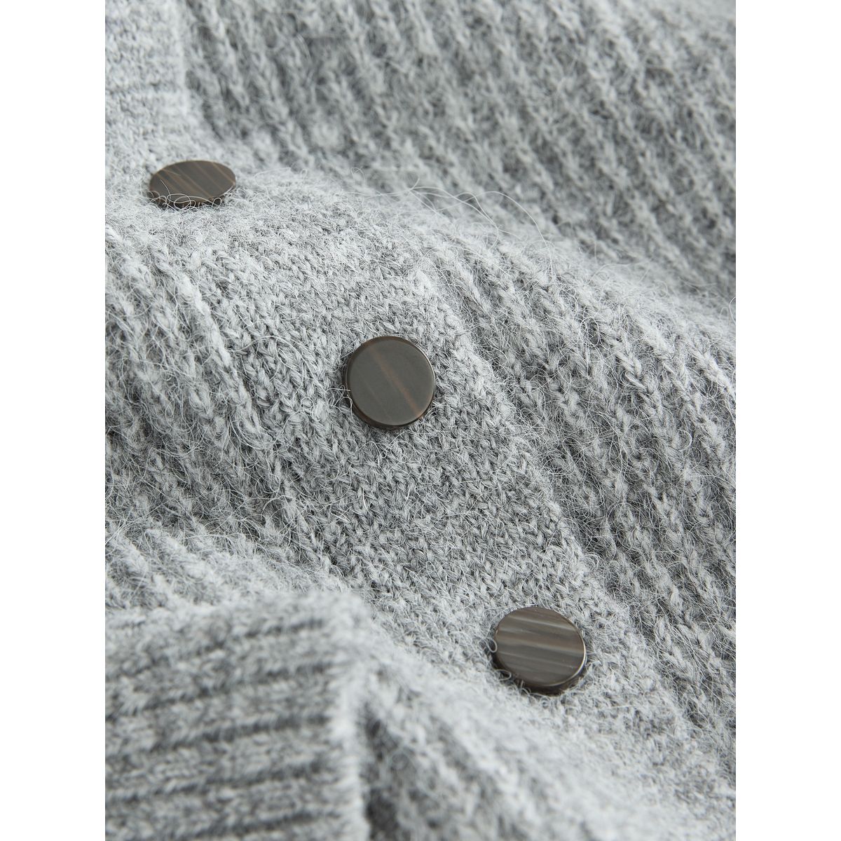 Cardigan côtelé en laine mélangée à col v gris chiné, NEXT