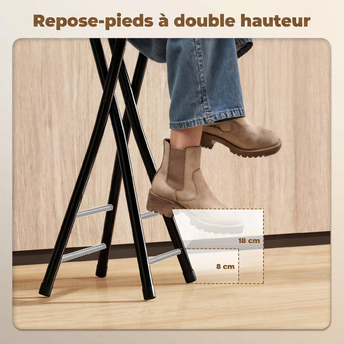Tabouret de bar Acier Noir noir, HOMCOM