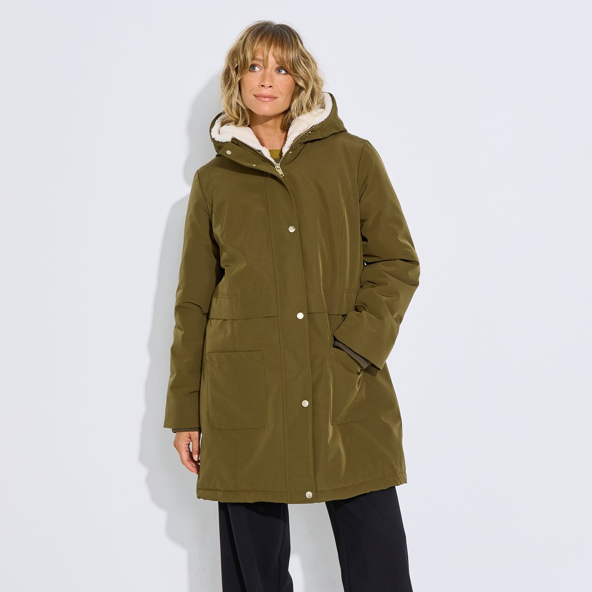 Parka chaude doublure amovible vert kaki, GRAIN DE MALICE