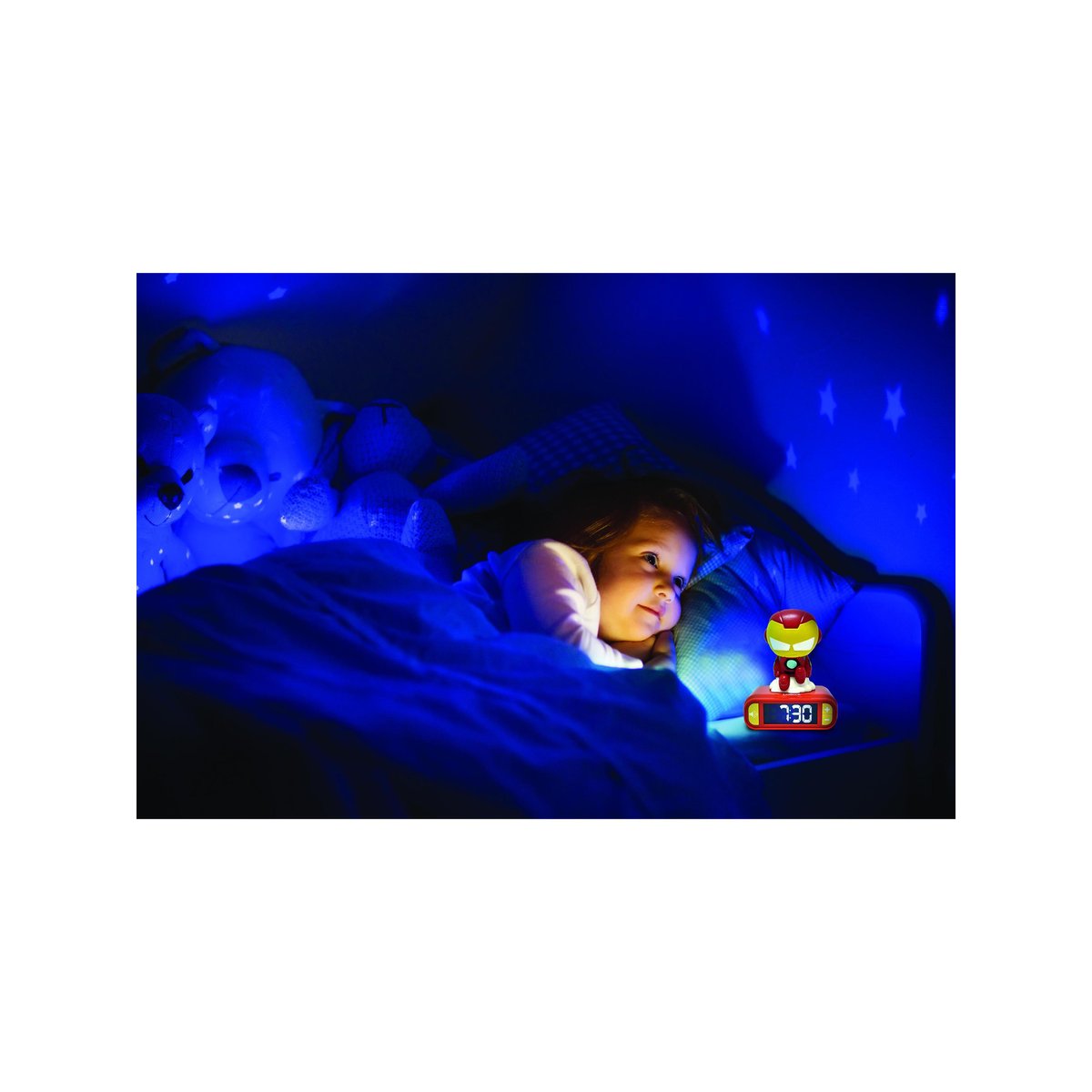Réveil avec Veilleuse Iron Man en 3D rouge, LEXIBOOK