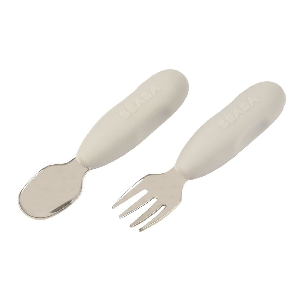 Lot de 2 pré-couverts en inox gris velours, BEABA