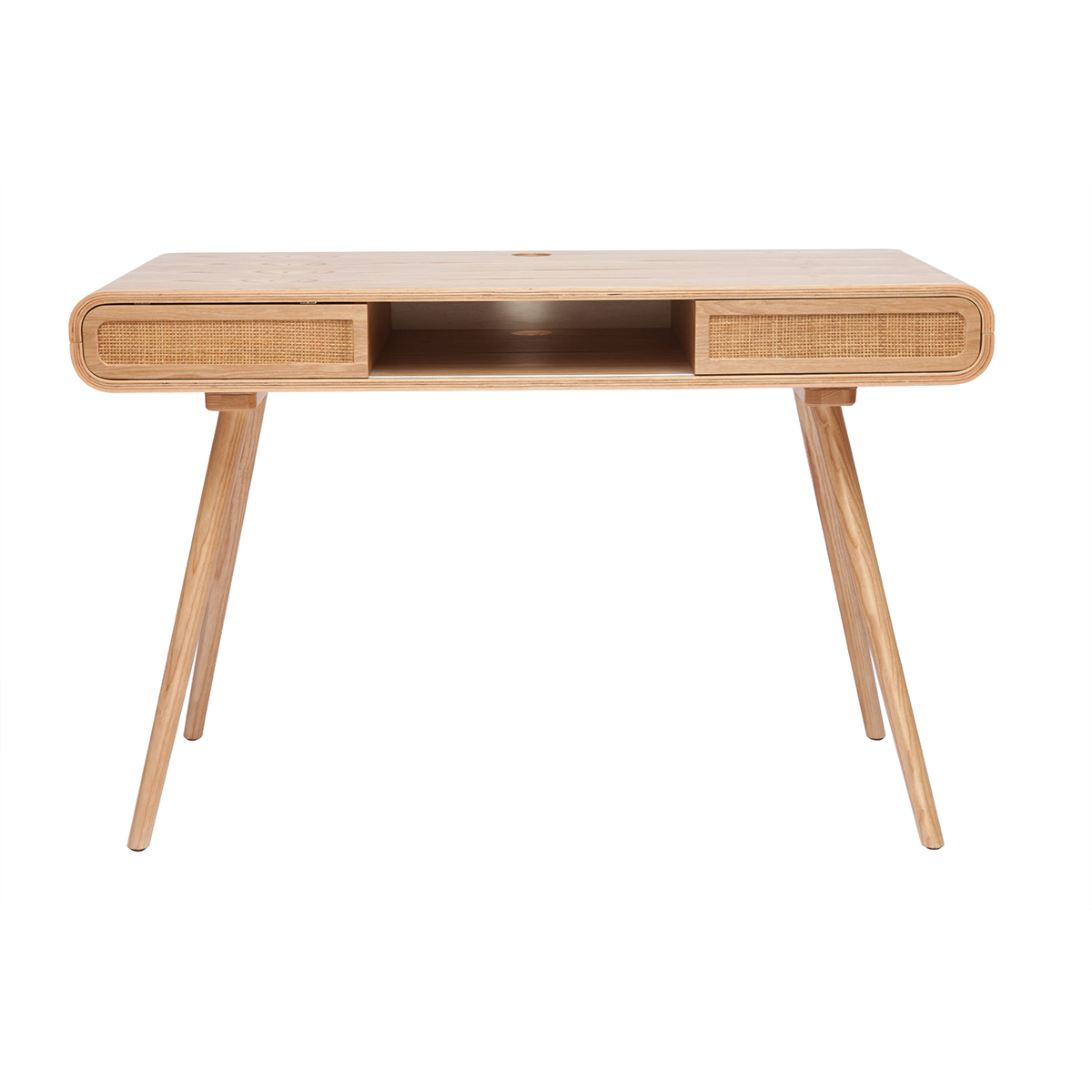 Bureau avec rangement vintage L120 cm OLYMPE frêne, MILIBOO