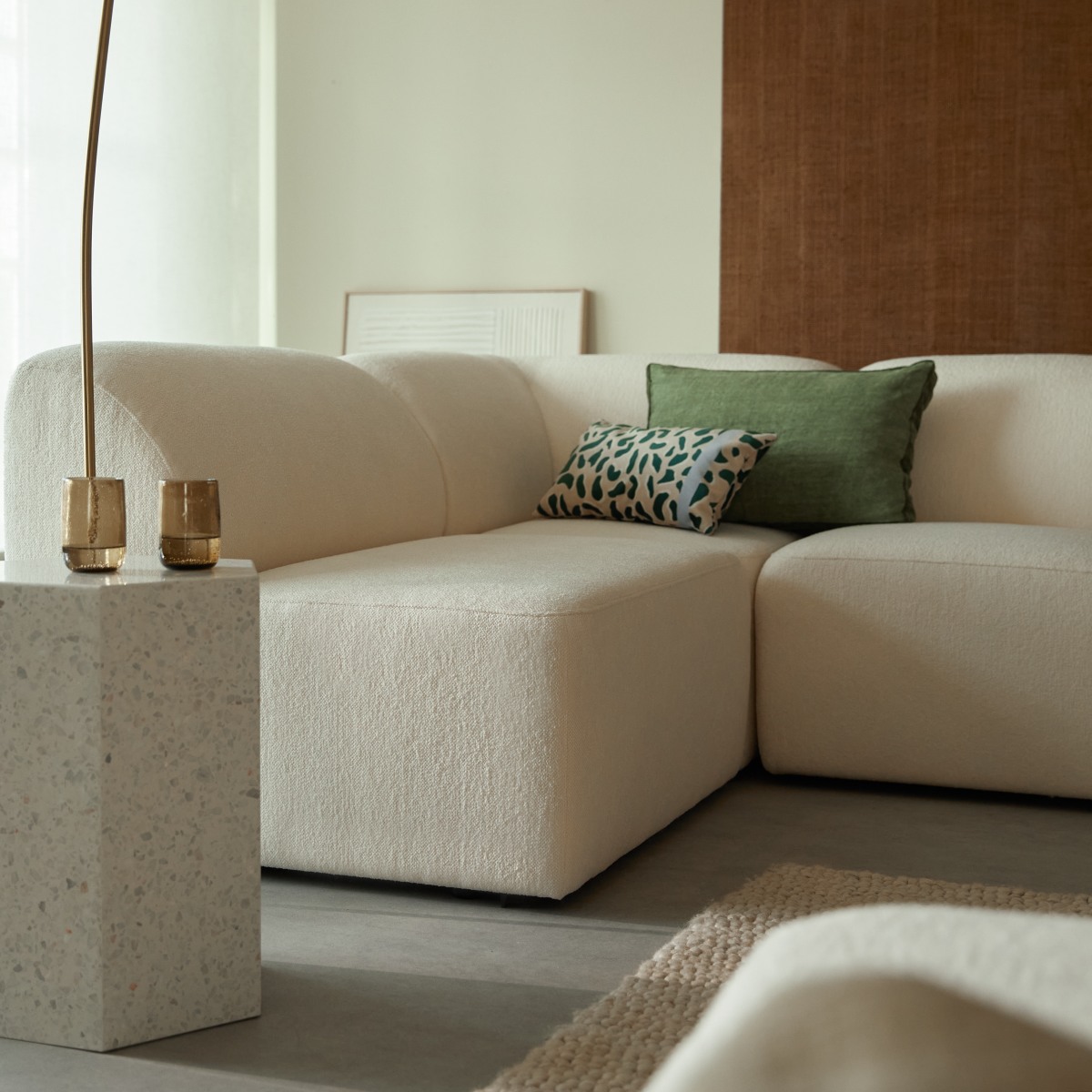 Canapé droit en Tissu, VÉNUS beige, TIKAMOON