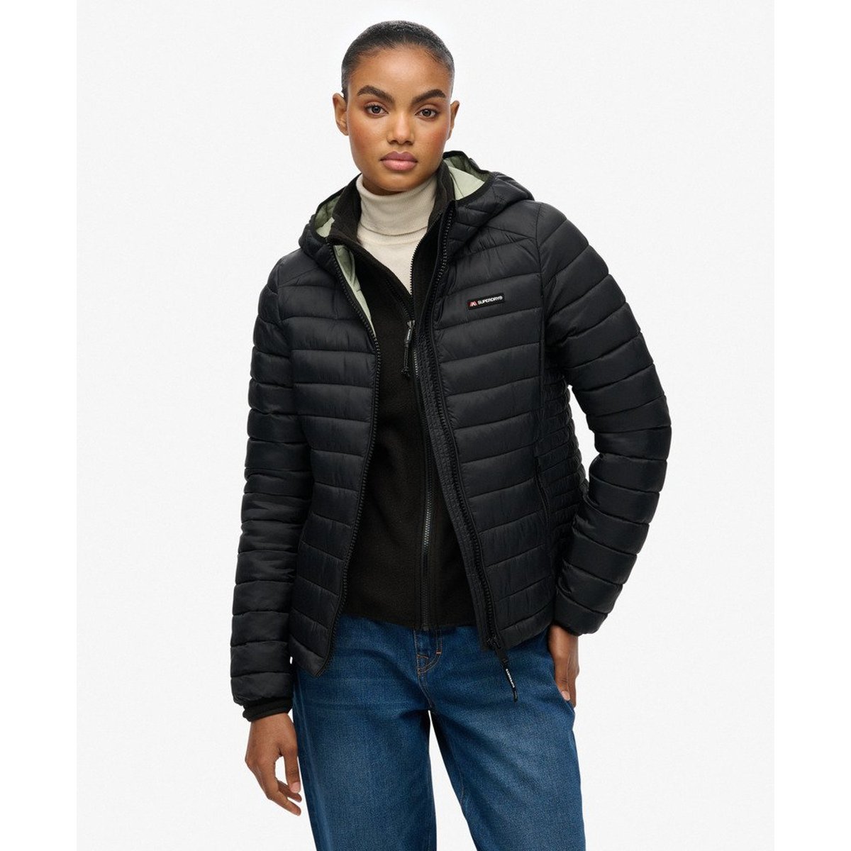 Veste matelassée à capuche Fuji Lite noir, SUPERDRY
