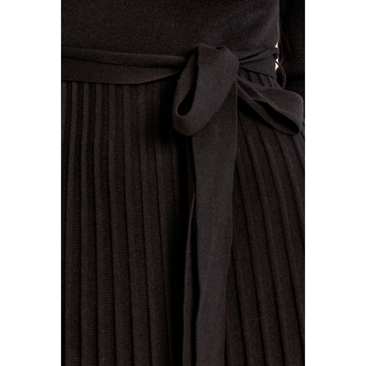 Abito lungo in maglia con cintura nero , MOLLY BRACKEN