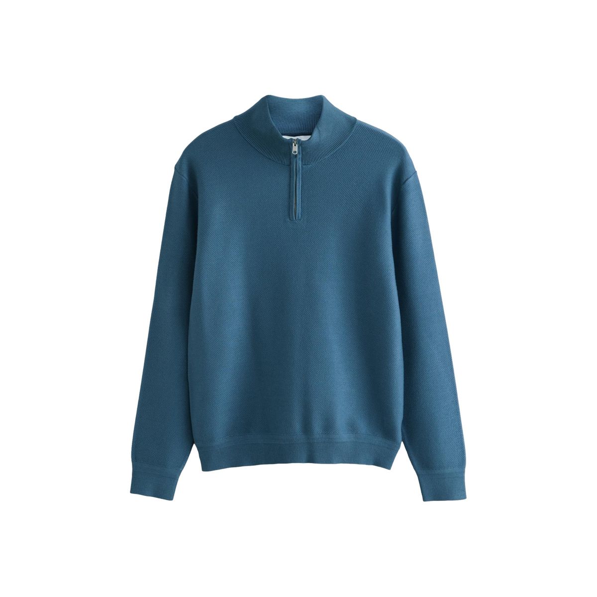 Pull standard habillé ultra doux à col zippé bleu, NEXT
