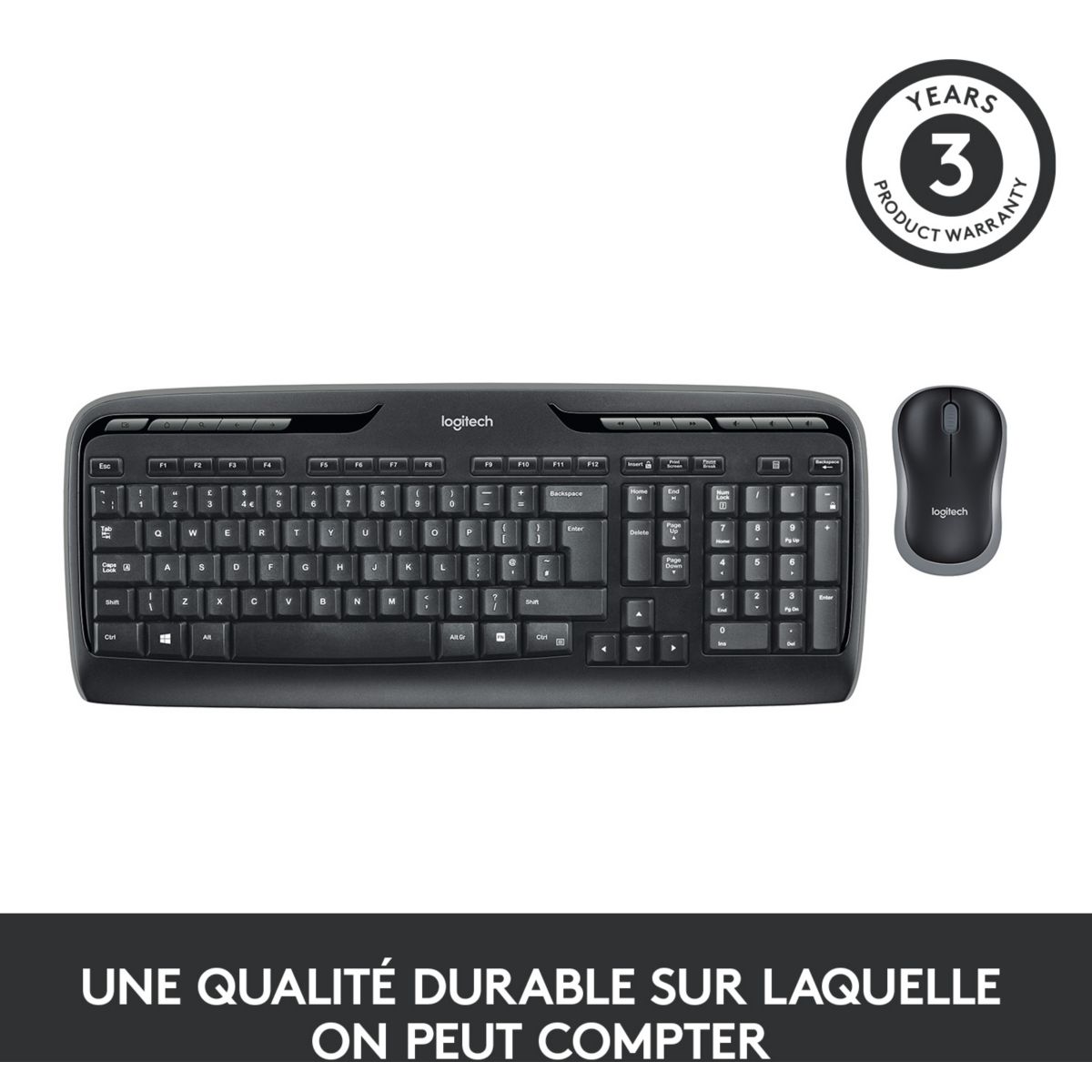 Clavier + Souris MK330 noir et gris, LOGITECH