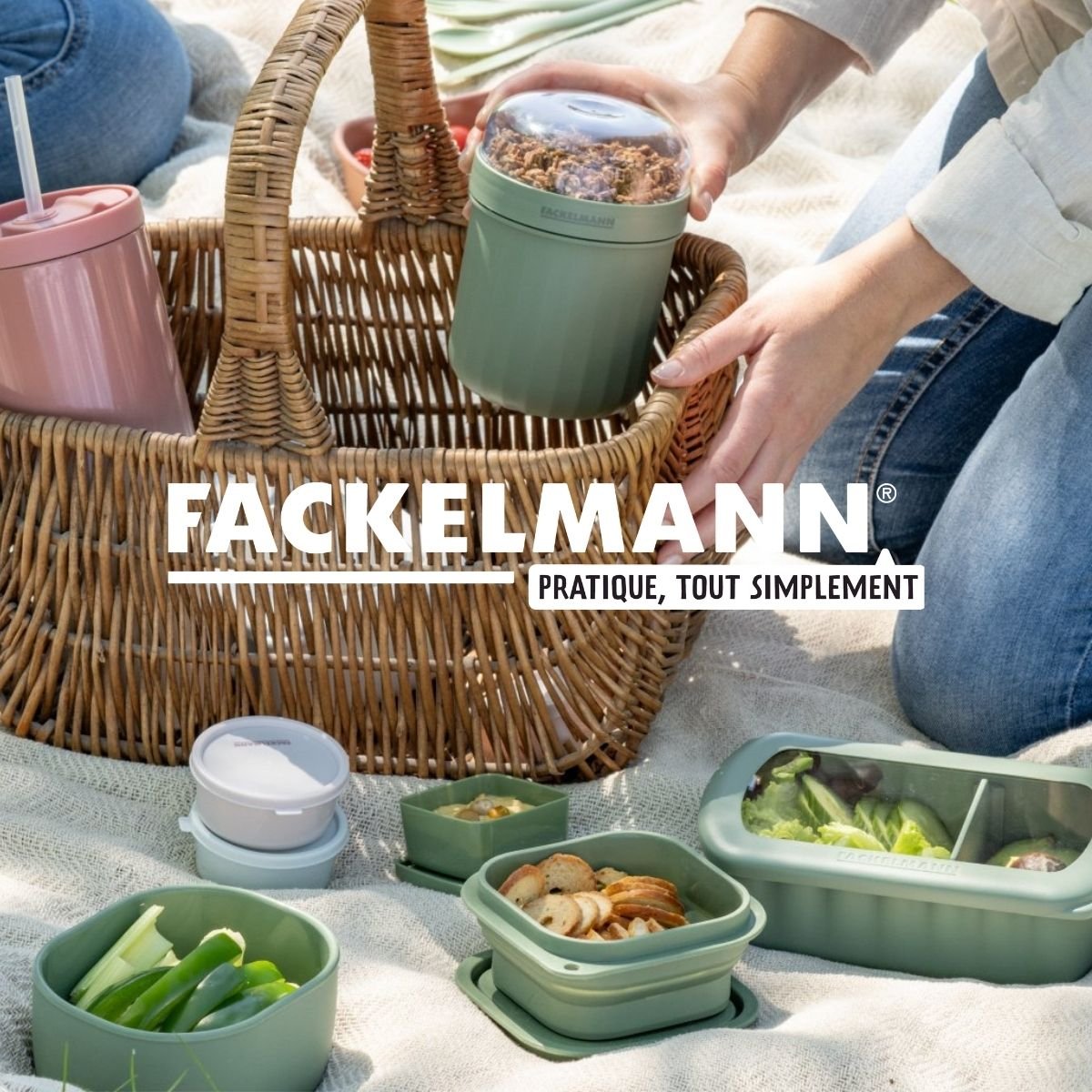 Lot de 6 boîtes hermétiques 13 cl avec 6 ustensiles STORAGE vert, FACKELMANN