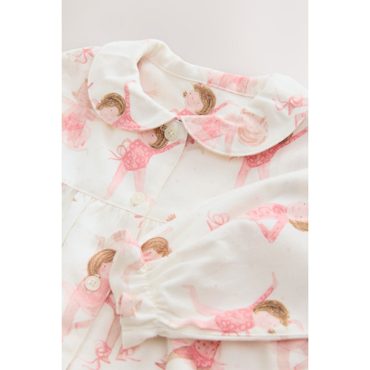 Pyjama boutonné tissé ballerine écrue/rose, NEXT