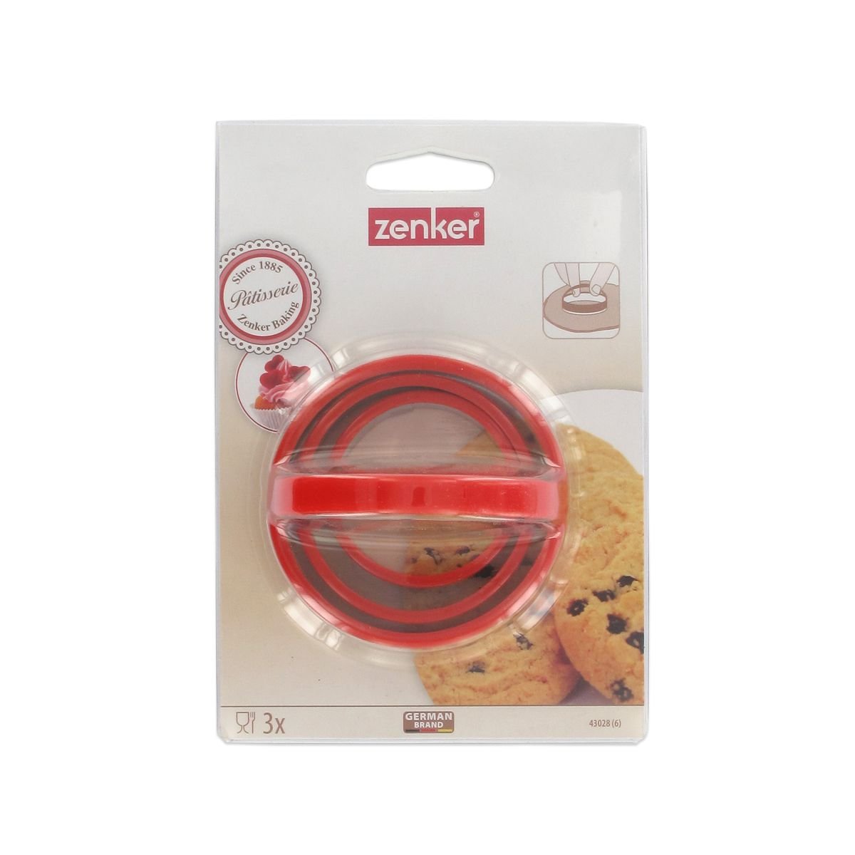 Lot de 3 emporte-pièces ronds avec poignée rouge,inox, ZENKER