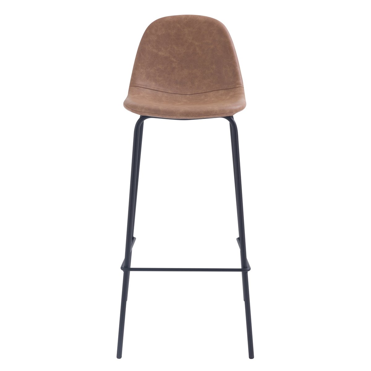 Lot de 2 chaises de bar 75 cm en cuir synthétique - HENRIK taupe et pieds noirs, MAISON PAVANE