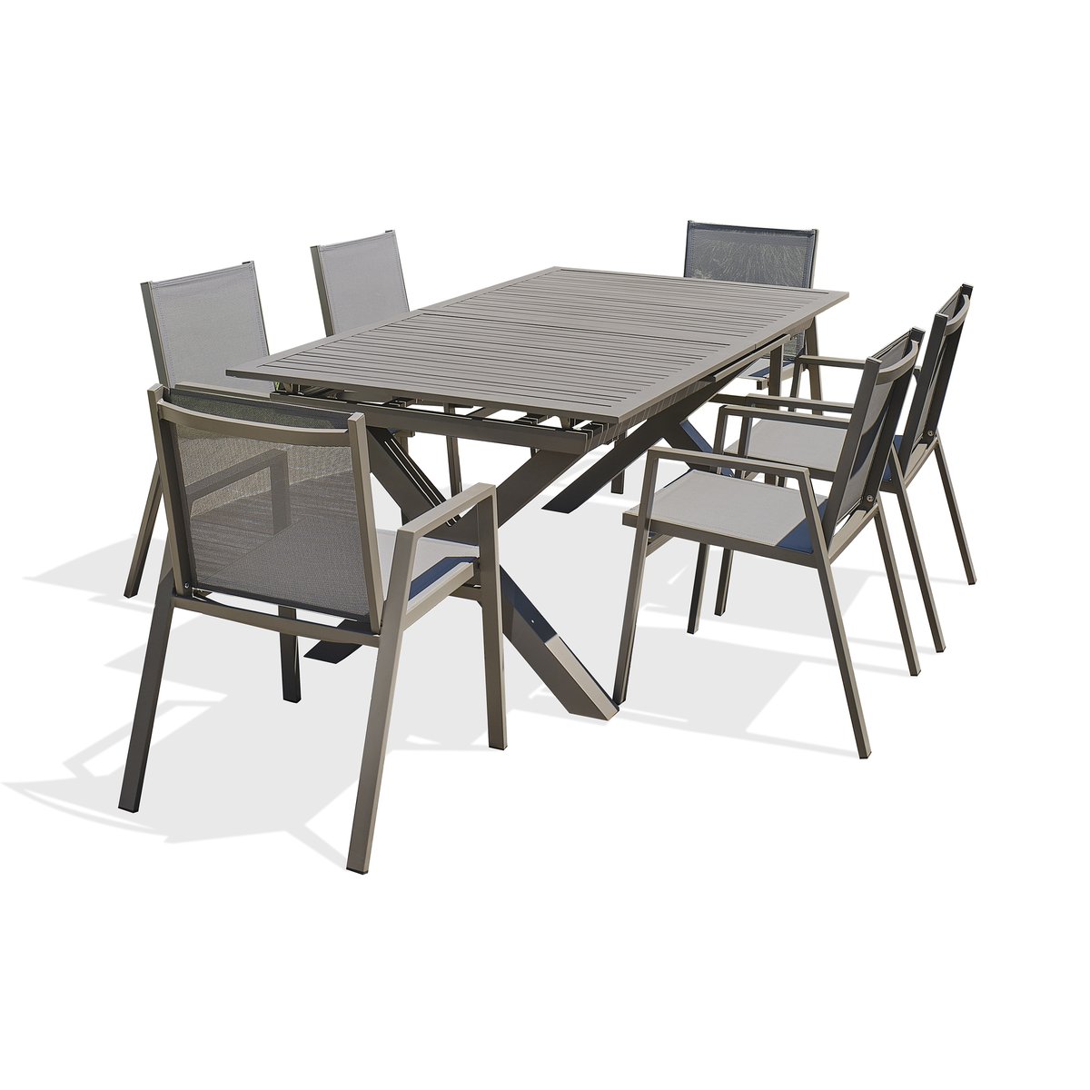 Ensemble repas de jardin 6 places en aluminium FLORIDE quartz, DCB GARDEN
