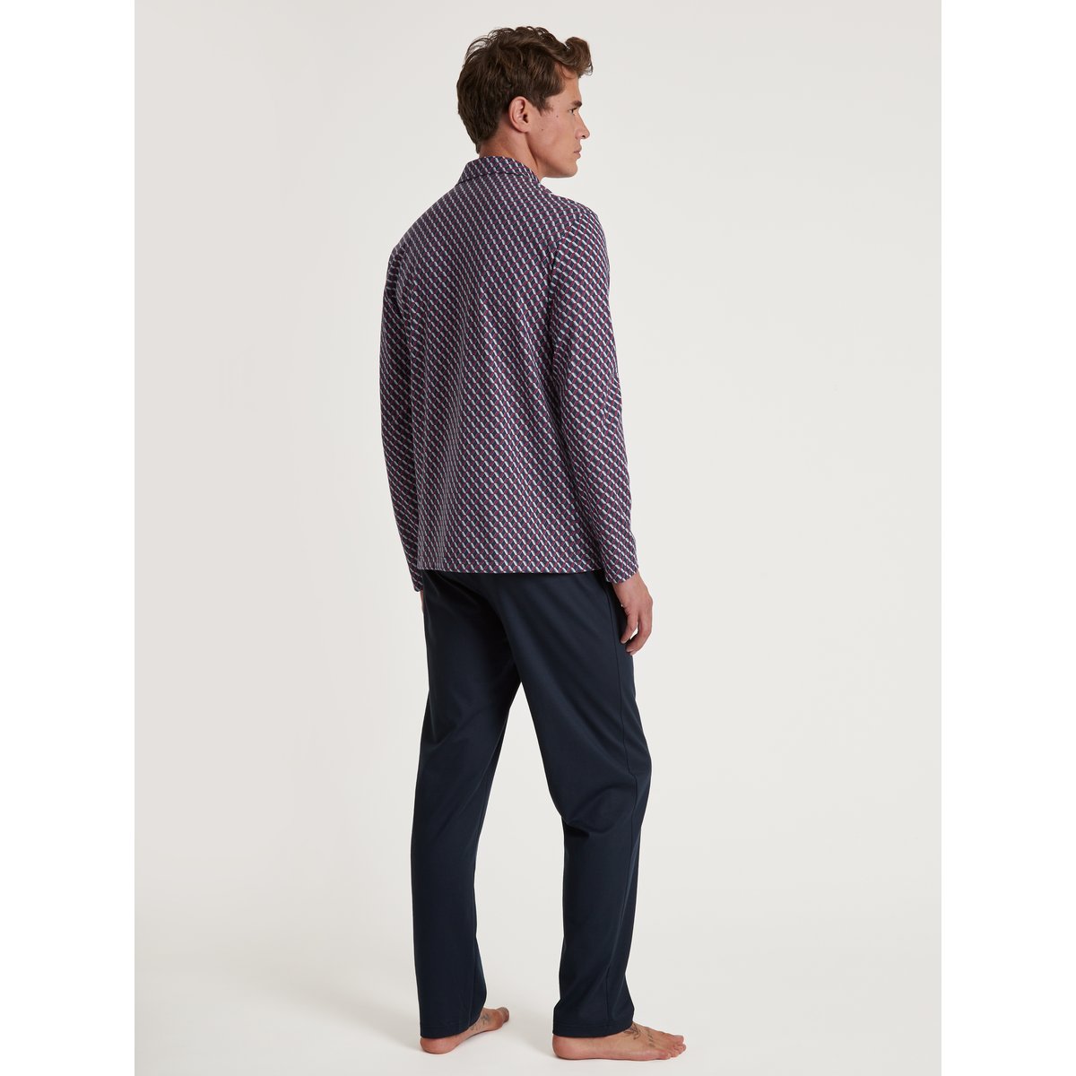 Pyjama boutonné sur toute la longueur manches longues Coton RELAX IMPRINT rouge mars, CALIDA