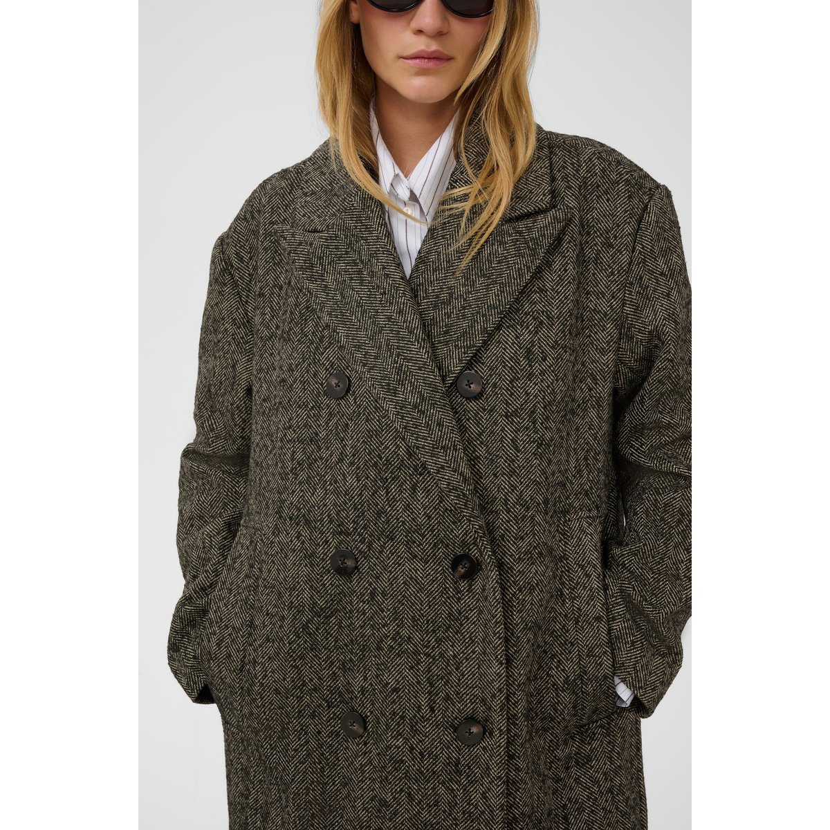 Veste d'extérieur marron feather gray and black twill, SOAKED IN LUXURY