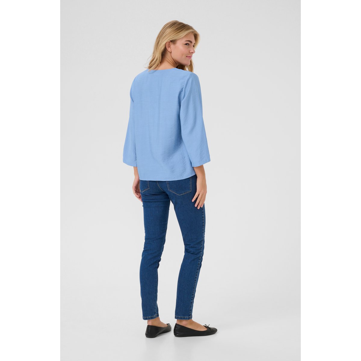Blouse with long sleeve bleu silver lake blue cc, KAFFE