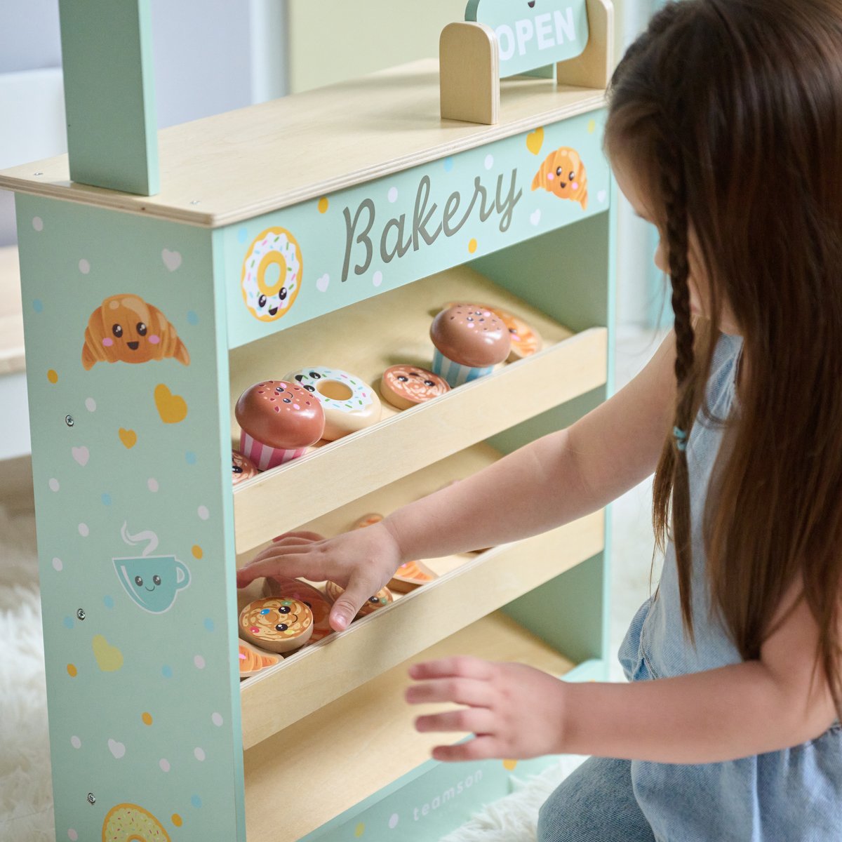 Stand de Boulangerie en Bois avec 12 Pâtisseries, JOLLY PALS vert, TEAMSON KIDS