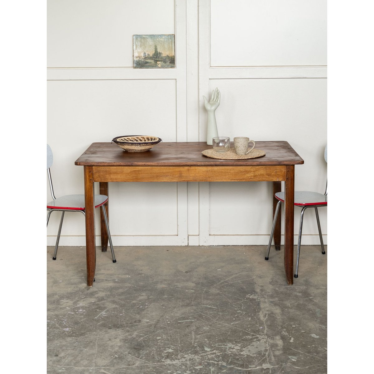 Table à manger de campagne en bois Romy N°1569 - Bon état bois foncé, DEBONGOUT
