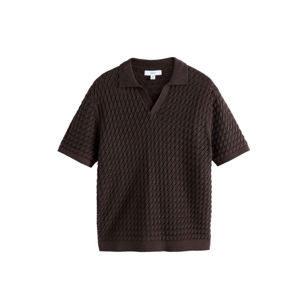 Polo à col trophy en maille de lin n. premium marron, NEXT