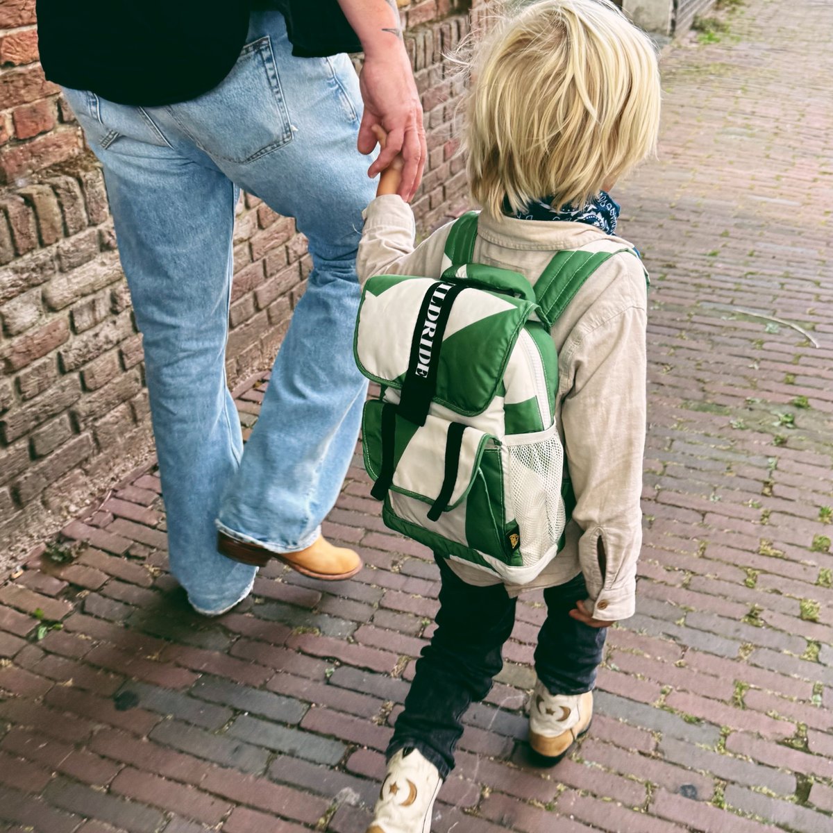 Sac à dos pour enfants imprimé vert et blanc, WILDRIDE