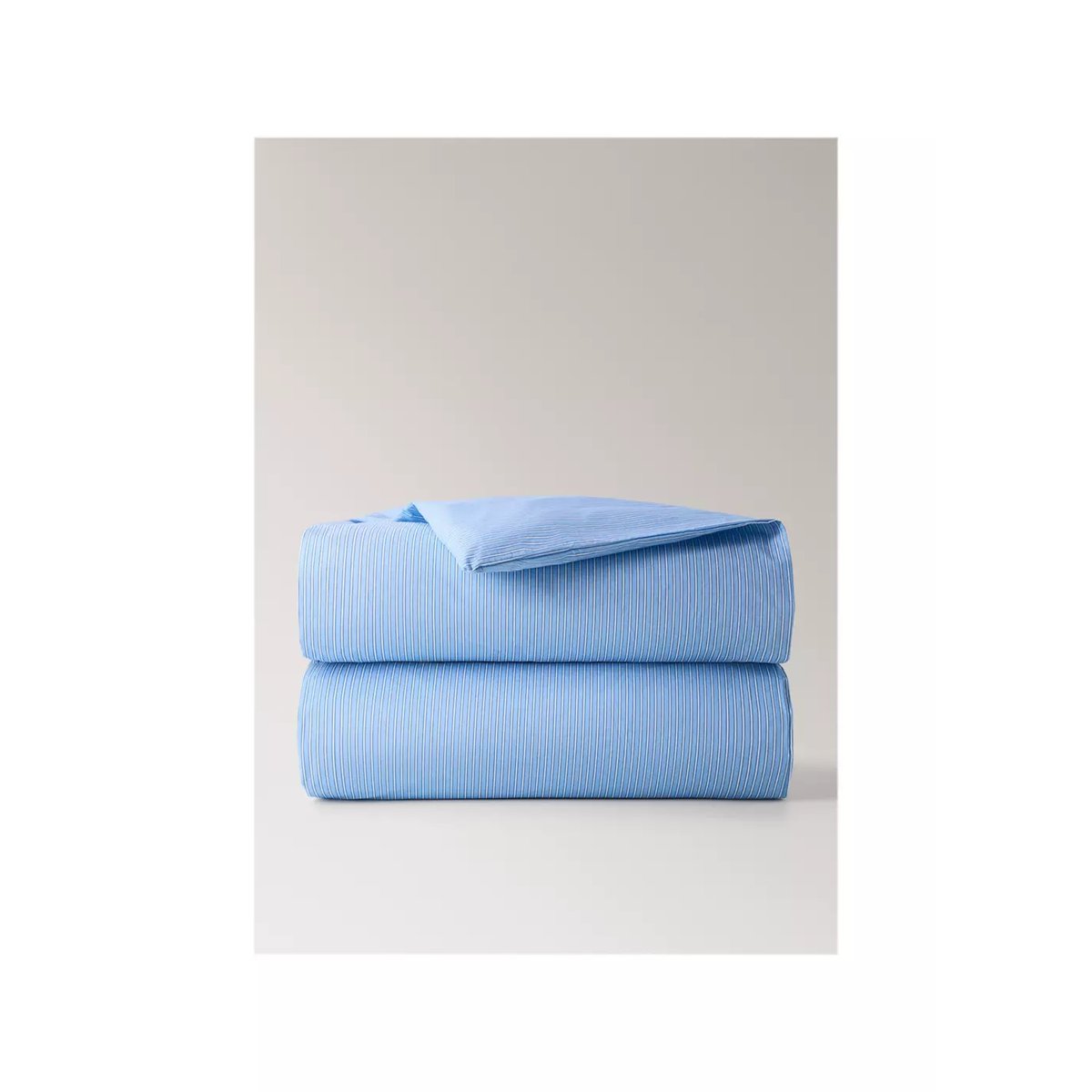 Housse de couette berceau percale rayures bicolore bleu, MANGO HOME