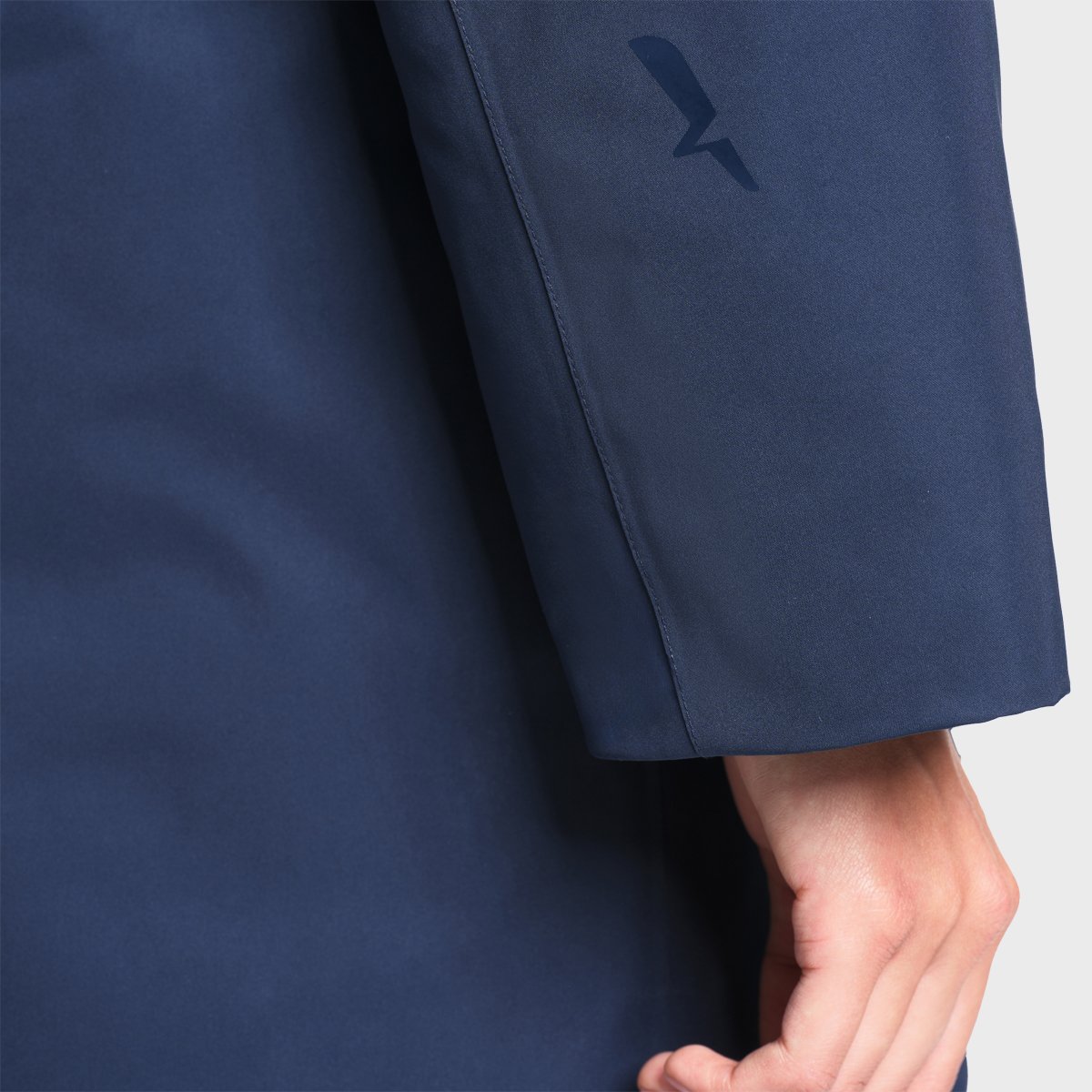 Parka mi-longue imperméable à capuche sherpa REPREVE bleu marine, AIGLE