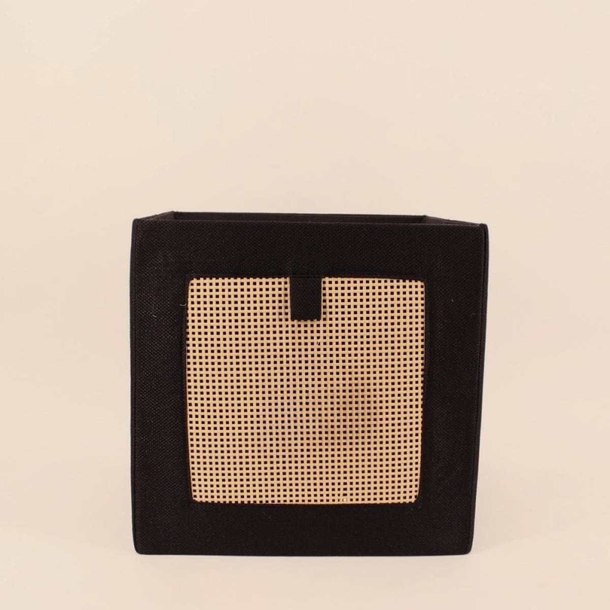 Cube de rangement en cannage 31x31x31cm noir, ORNAMI